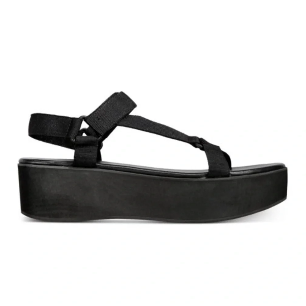 Wild Pair Womens Sawwyer Ankle Strap Slide On Flatform Sandals Black Size 8.5